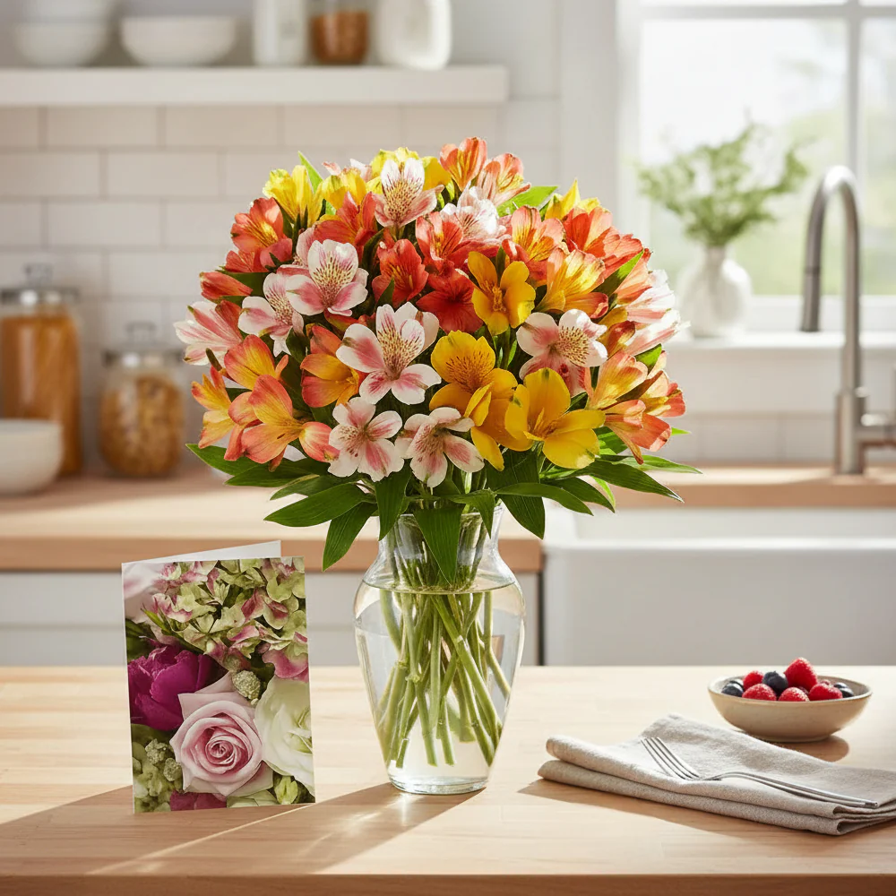 50 Blooms of Alstromeria & Card - Image 2