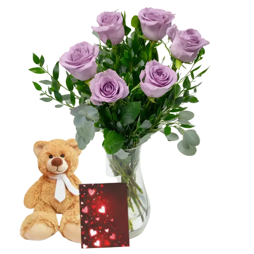 Half Dozen Lavendar Roses Combo