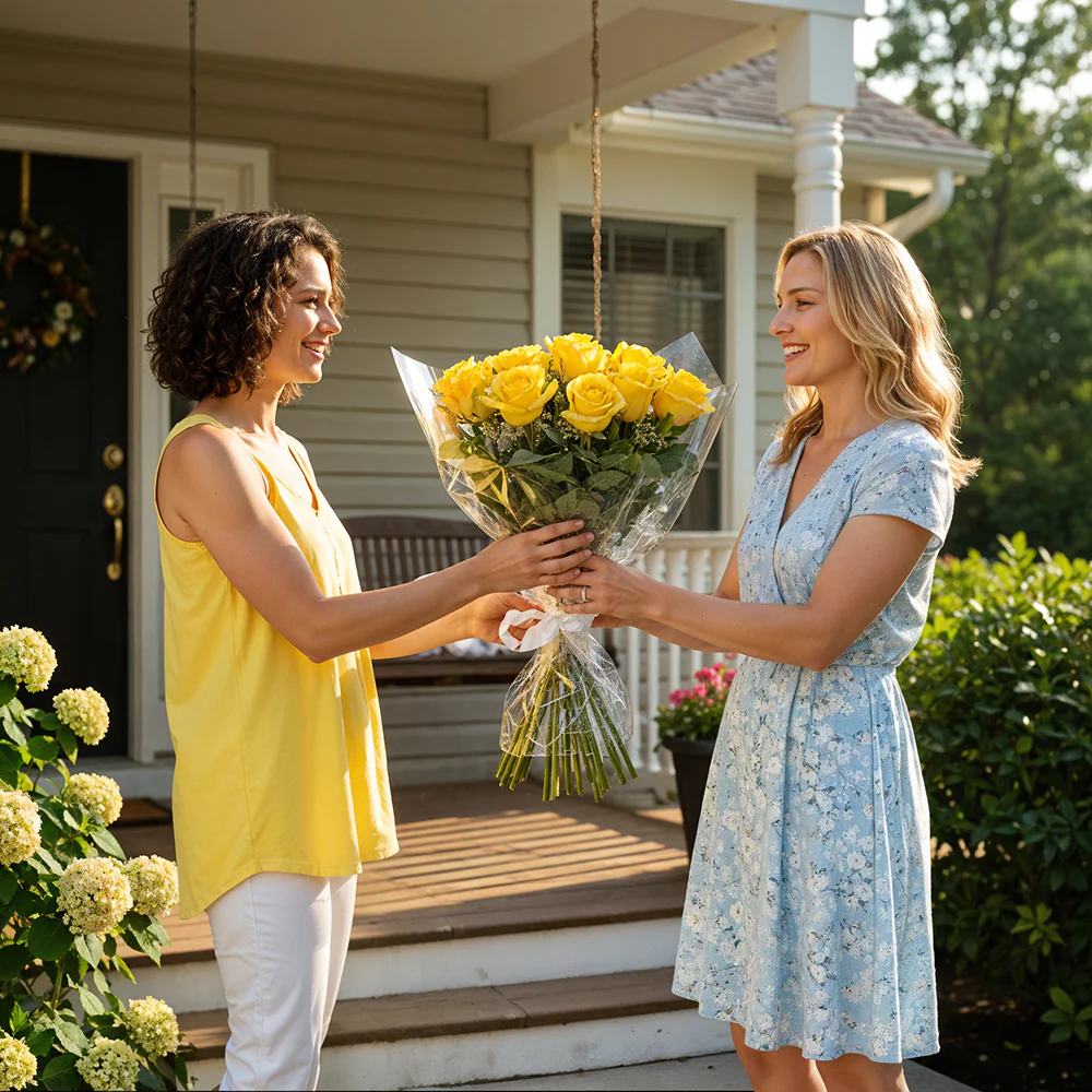 One Dozen Long Stem Yellow Roses - Image 2
